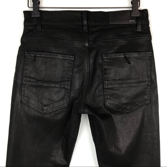 AMIRI Black Broken Wax Stack Skinny Jeans Size 29 - Picture 3 of 8